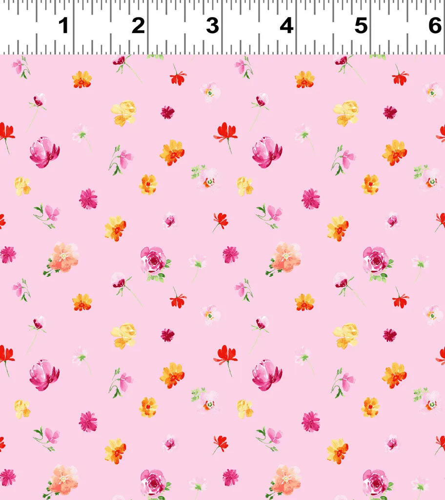 Clothworks Flourish - Digital Y4097 42 Ditsy Floral Pink By The Yard