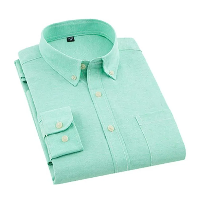 Collared Button-Up Long-Sleeved Shirt with Front Pocket