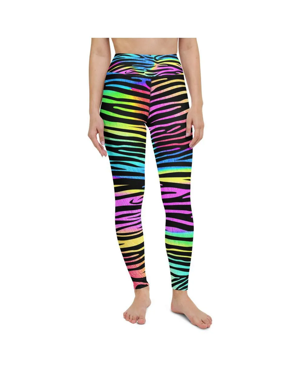 Colorful Zebra Striped Yoga Pants