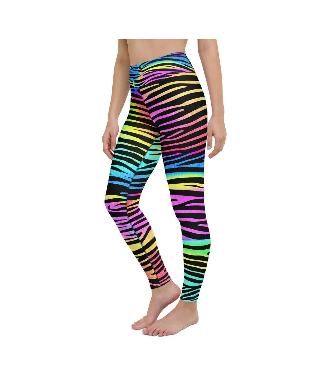 Colorful Zebra Striped Yoga Pants