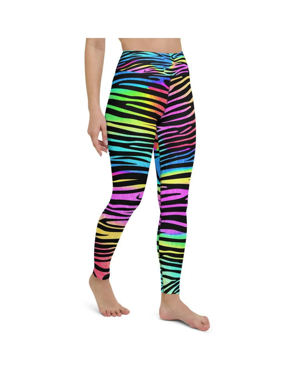 Colorful Zebra Striped Yoga Pants