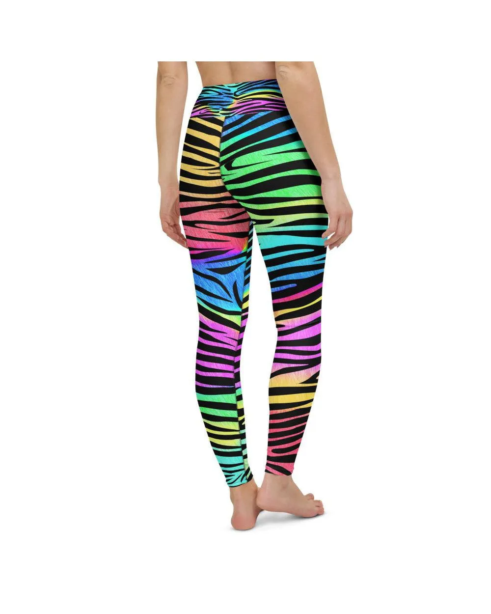 Colorful Zebra Striped Yoga Pants