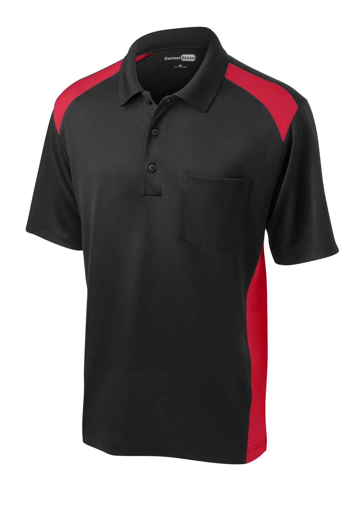 CornerStone Select Snag-Proof Two Way Colorblock Pocket Polo. CS416