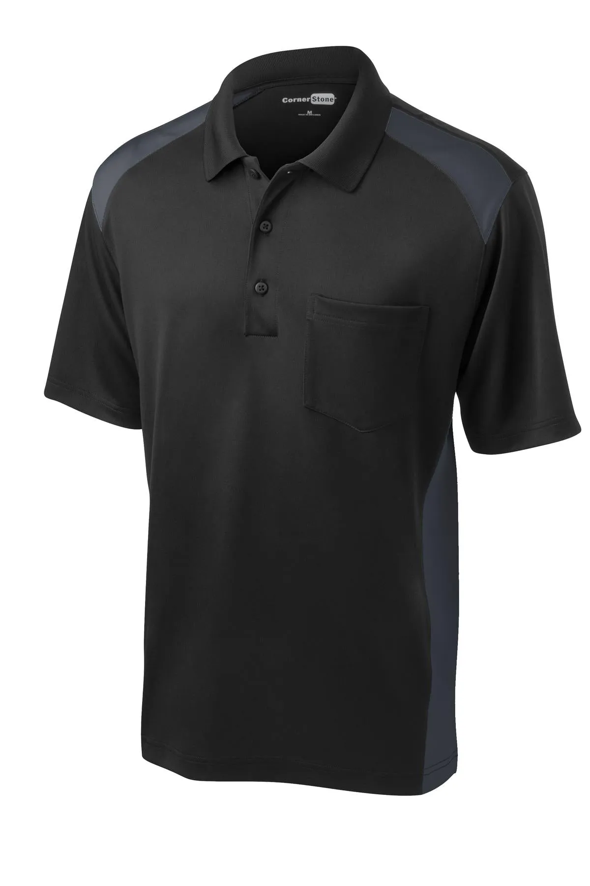 CornerStone Select Snag-Proof Two Way Colorblock Pocket Polo. CS416