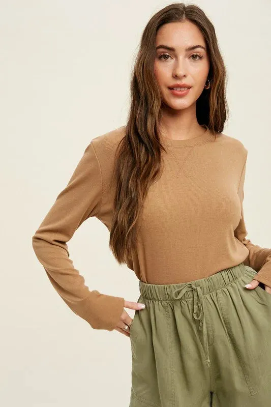 Cozy Basic Caramel Ribbed Top