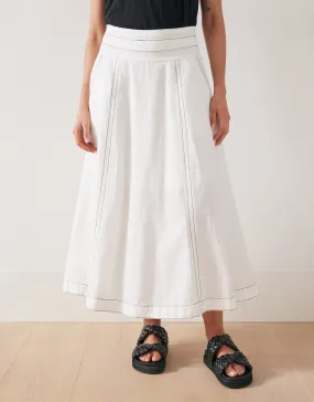 Dakota Linen Midi Skirt - White