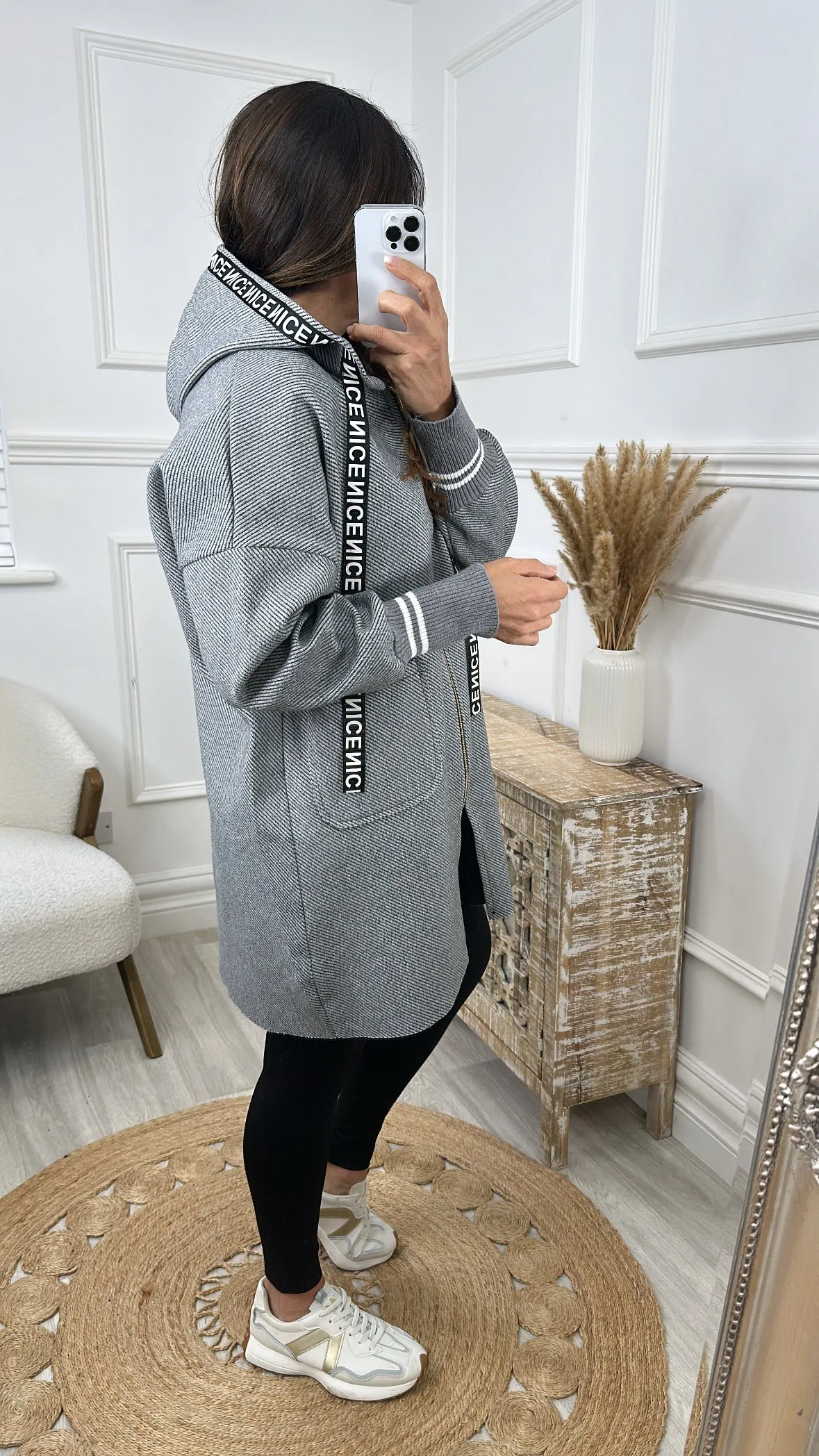 Damira Light Grey Unlined Cuff Jacket