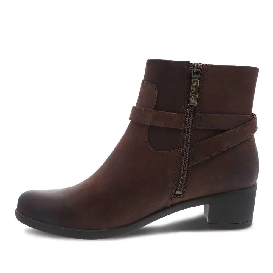 Dansko Cagney Bootie - Brown Burnished Nubuck