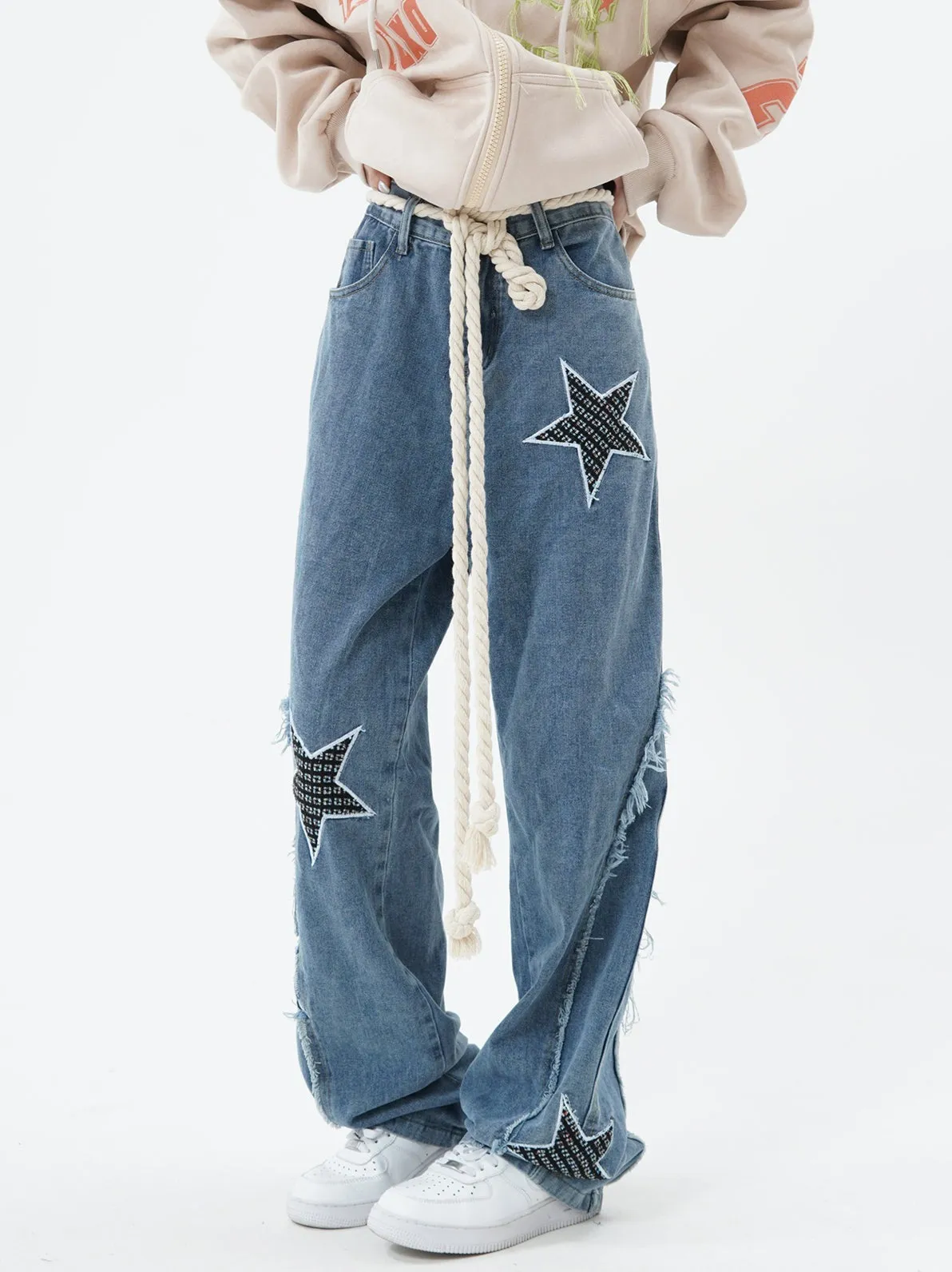 Distressed Patchwork Star Jeans