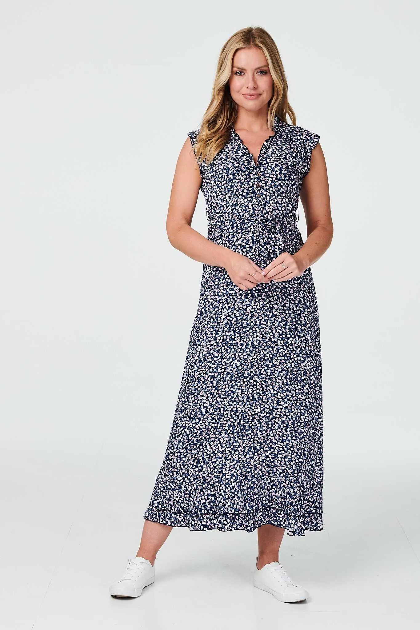 Ditsy Floral Frill Hem Maxi Dress