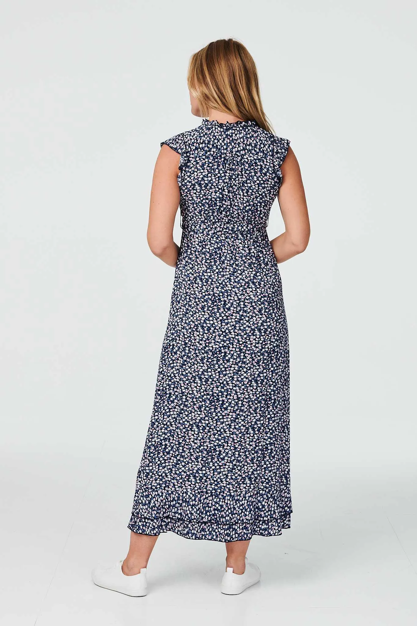 Ditsy Floral Frill Hem Maxi Dress