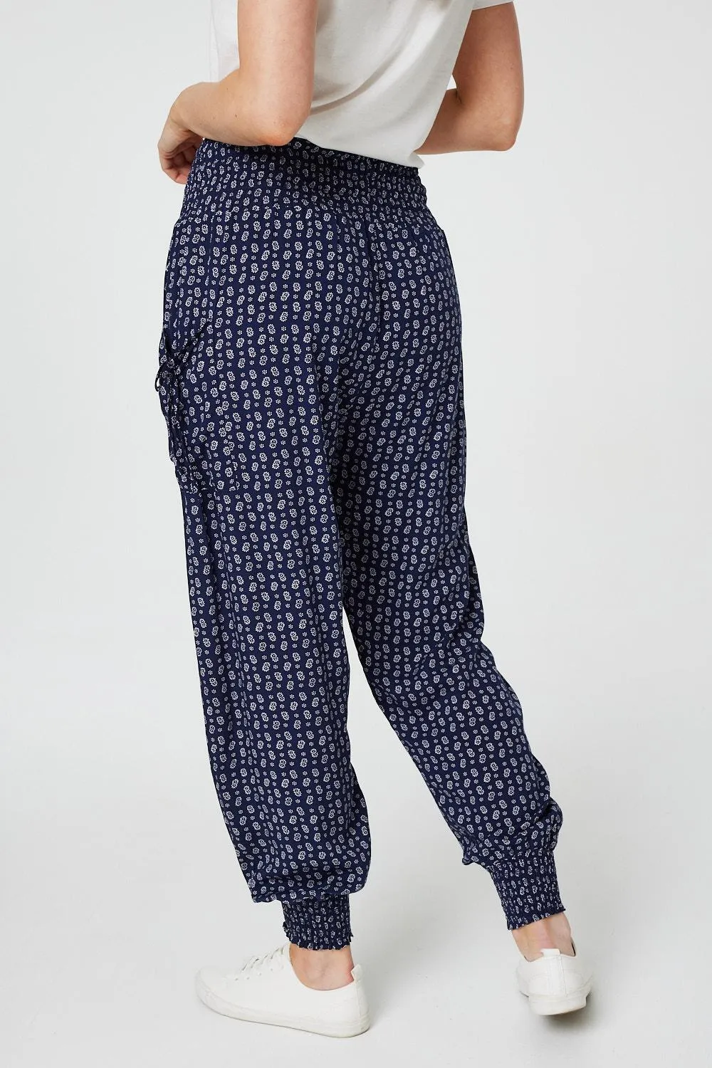 Ditsy Print High Waist Harem Trousers