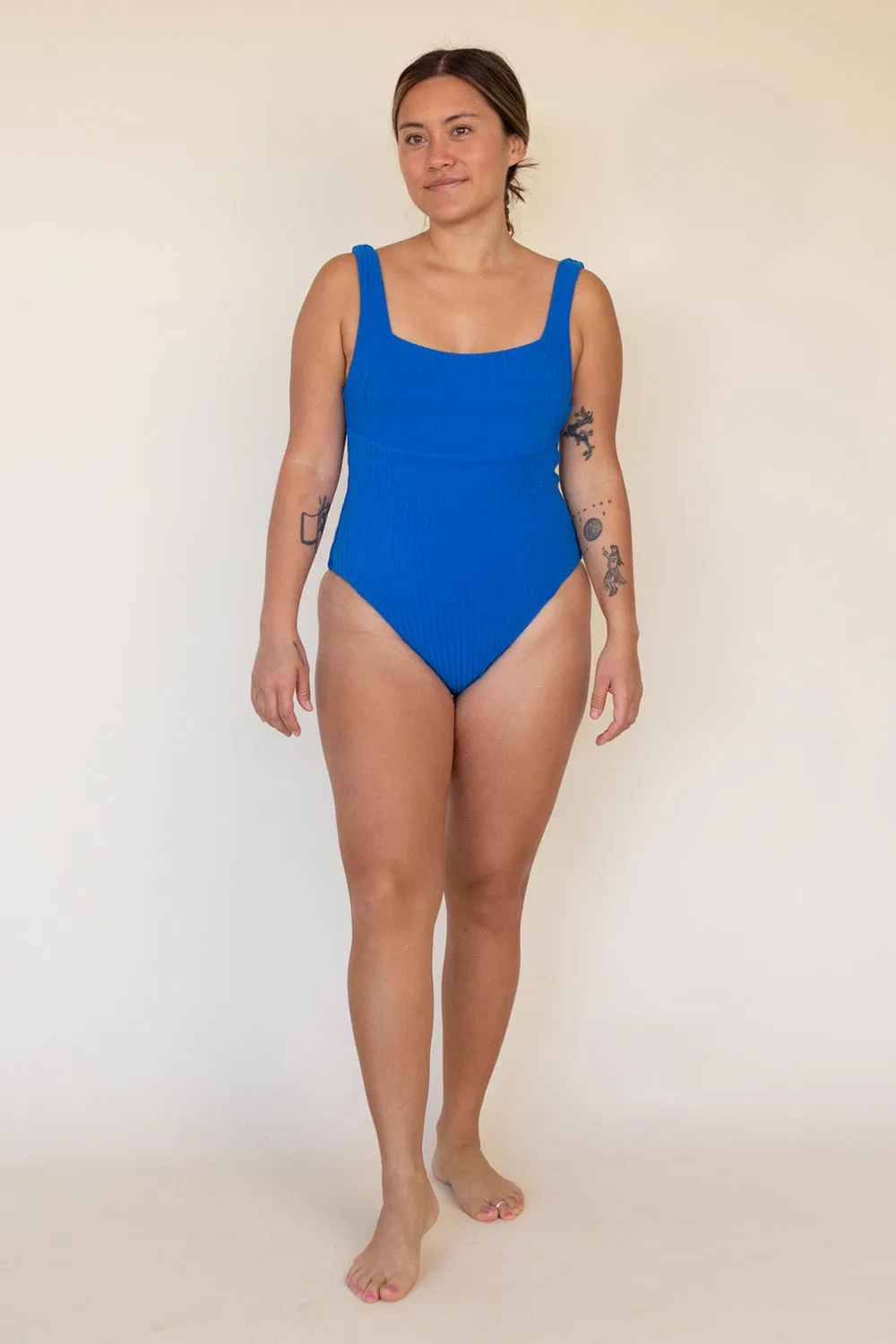 Effortless Swim Rhea One Piece in Ribbed Terry Lapis