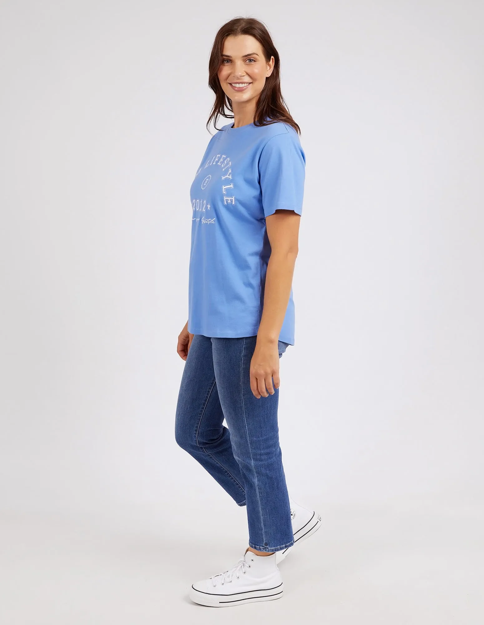 Elm Varsity Tee Cerulean Blue