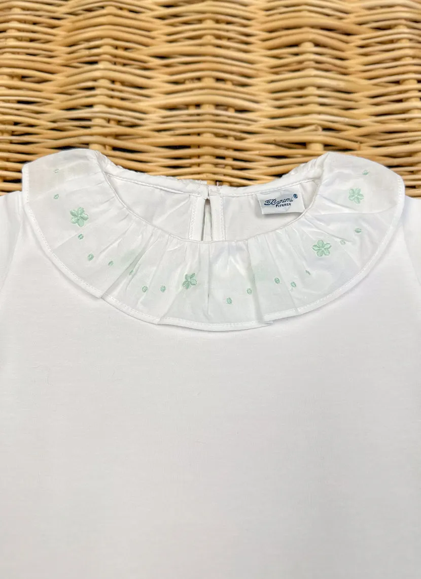 Embroidered ruffle collar Girly T-shirt