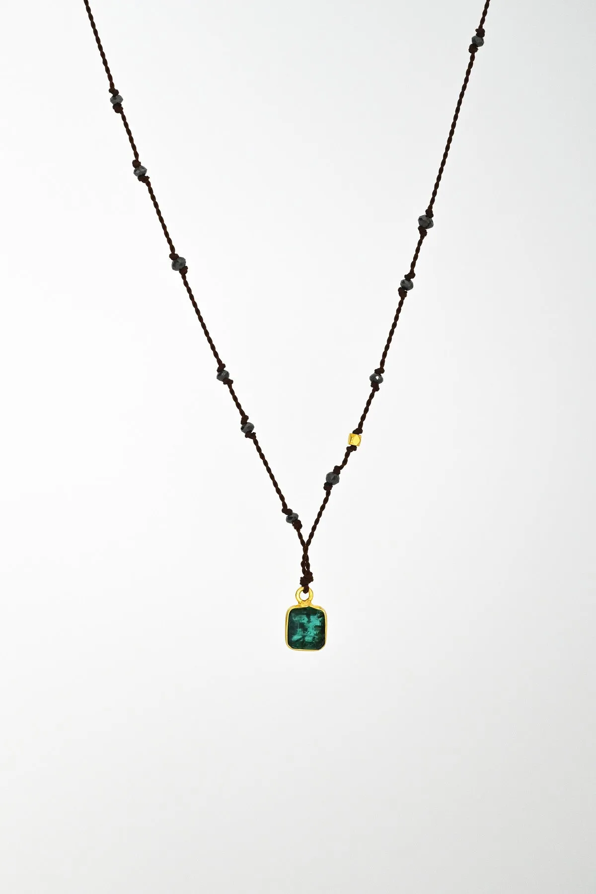 Emerald   Black Diamond Necklace