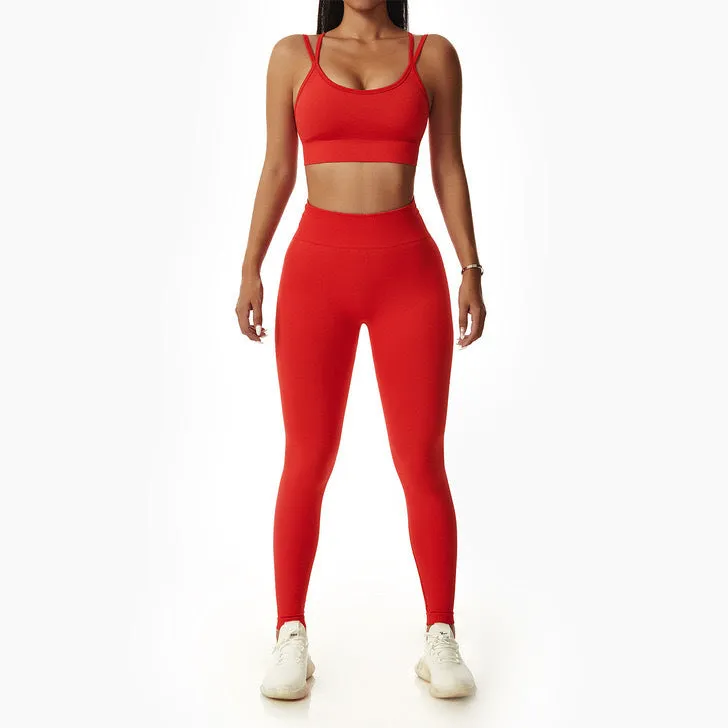 European And American Yoga Clothes High Waist Peach Hip Sports Suit