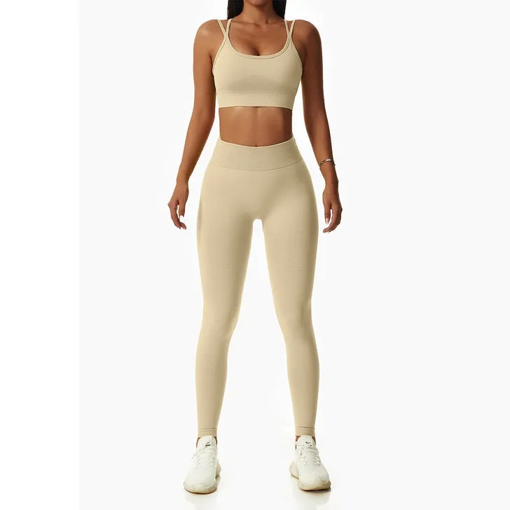 European And American Yoga Clothes High Waist Peach Hip Sports Suit