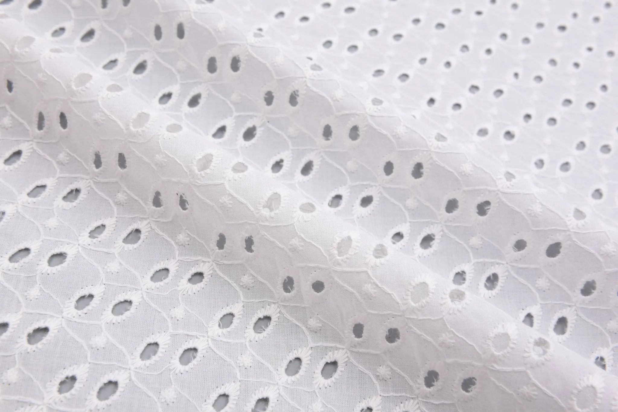 Eyelet Embroidery Natural and White Fabric - S1004