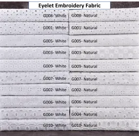 Eyelet Embroidery Natural and White Fabric - S1004