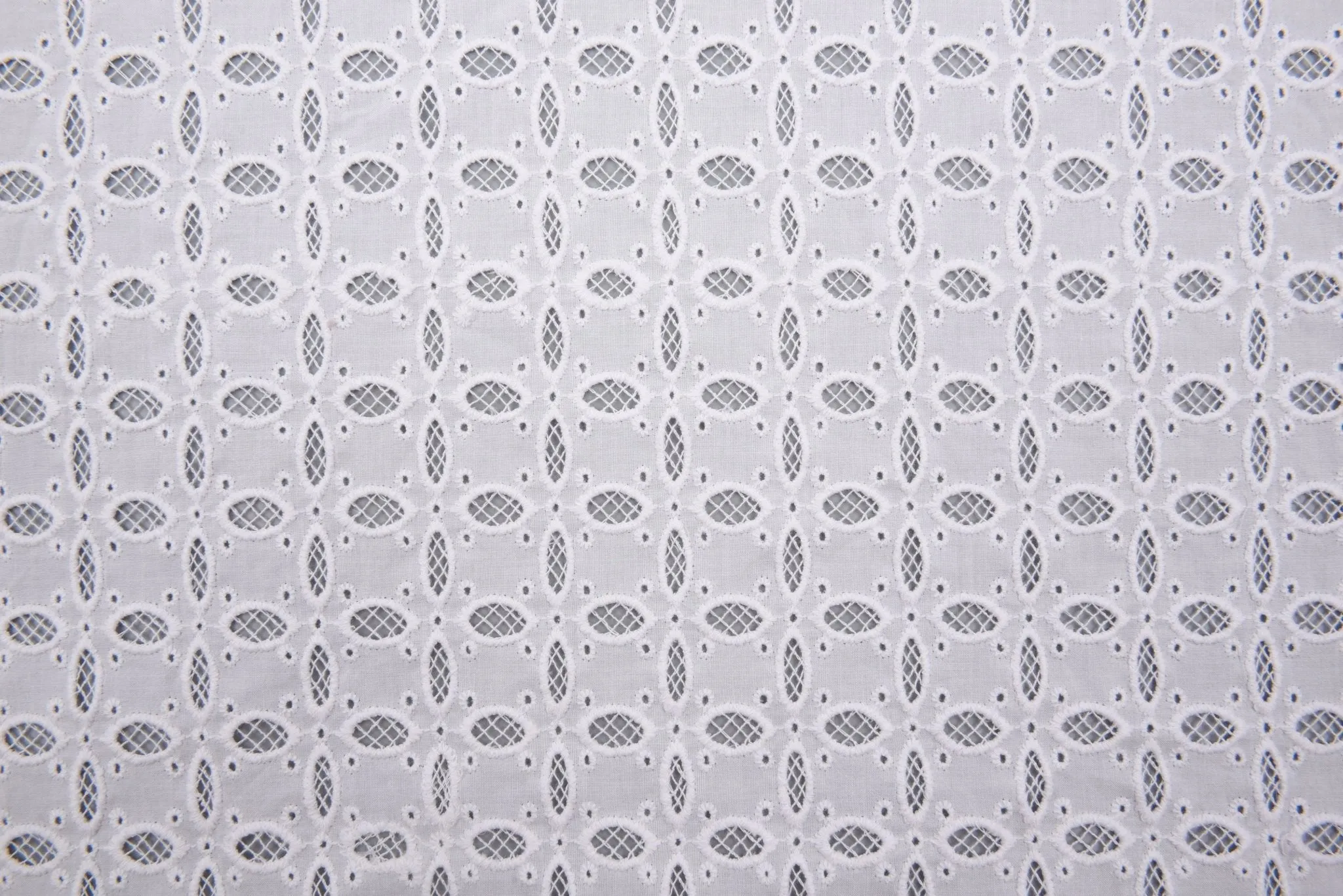 Eyelet Embroidery Natural and White Fabric - S1004