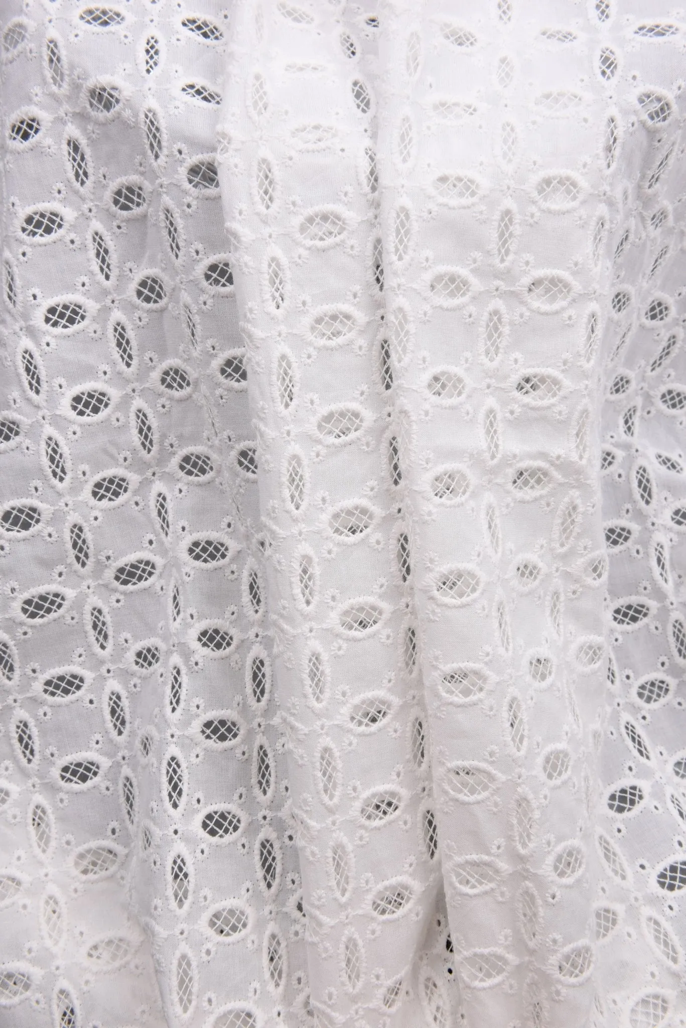 Eyelet Embroidery Natural and White Fabric - S1004