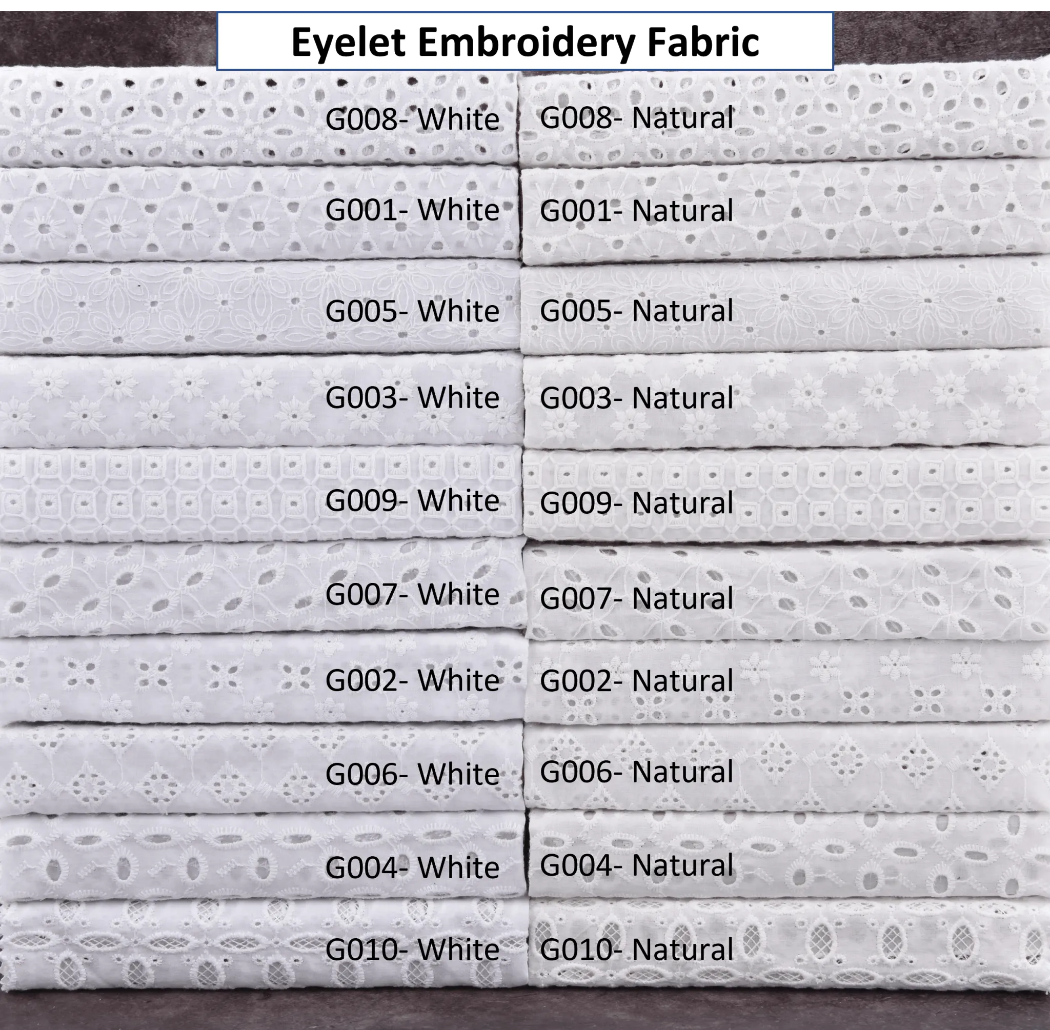 Eyelet Embroidery Natural and White Fabric - S1004