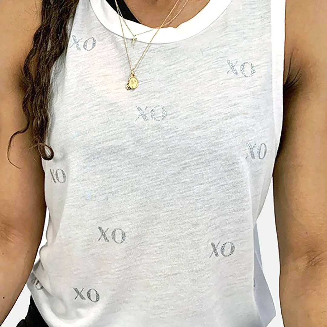 Featherweight White Tank Top - XO XO Glitter