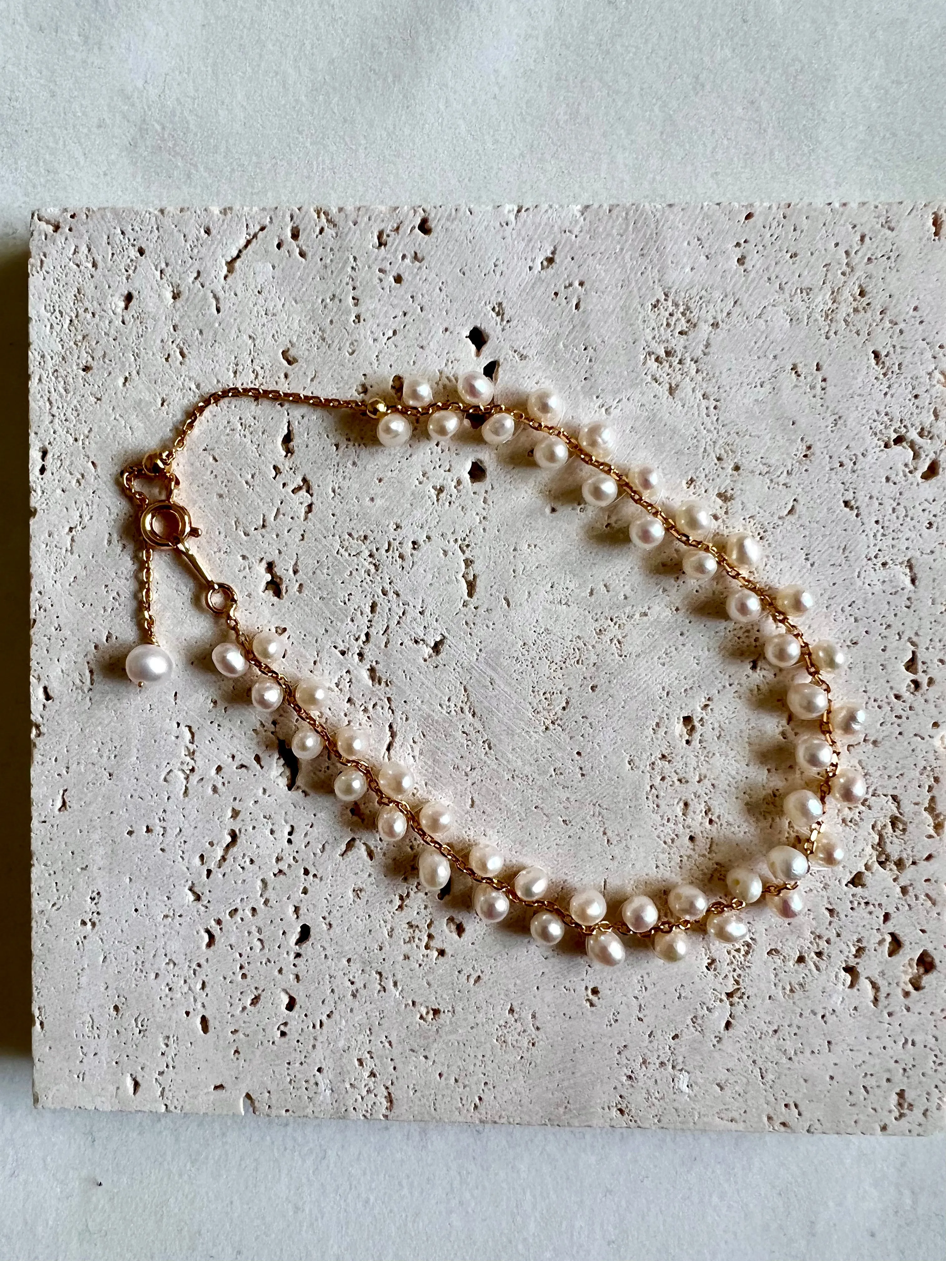 FELICITY Layered Rice Pearls Choker Necklace and Bracelet ( Purchase individually)