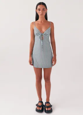 Flora Linen Mini Dress - Coastal Stripe