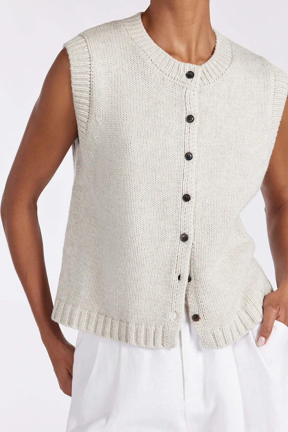 FOSTER CHALK KNIT VEST