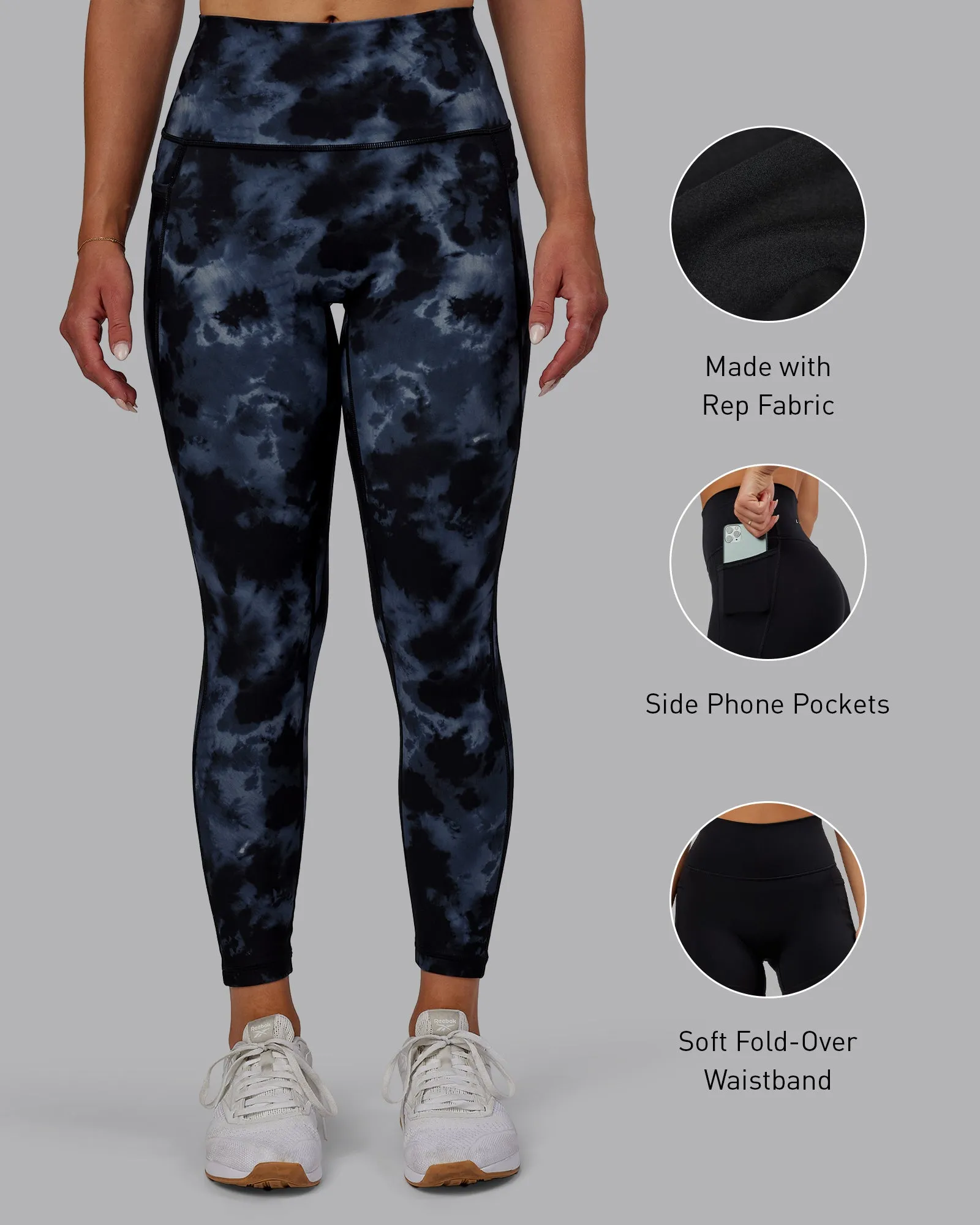 Fusion 7/8 Length Leggings - Tie Dye-Midnight