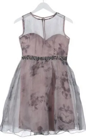 Grey Floral Cocktail Dress