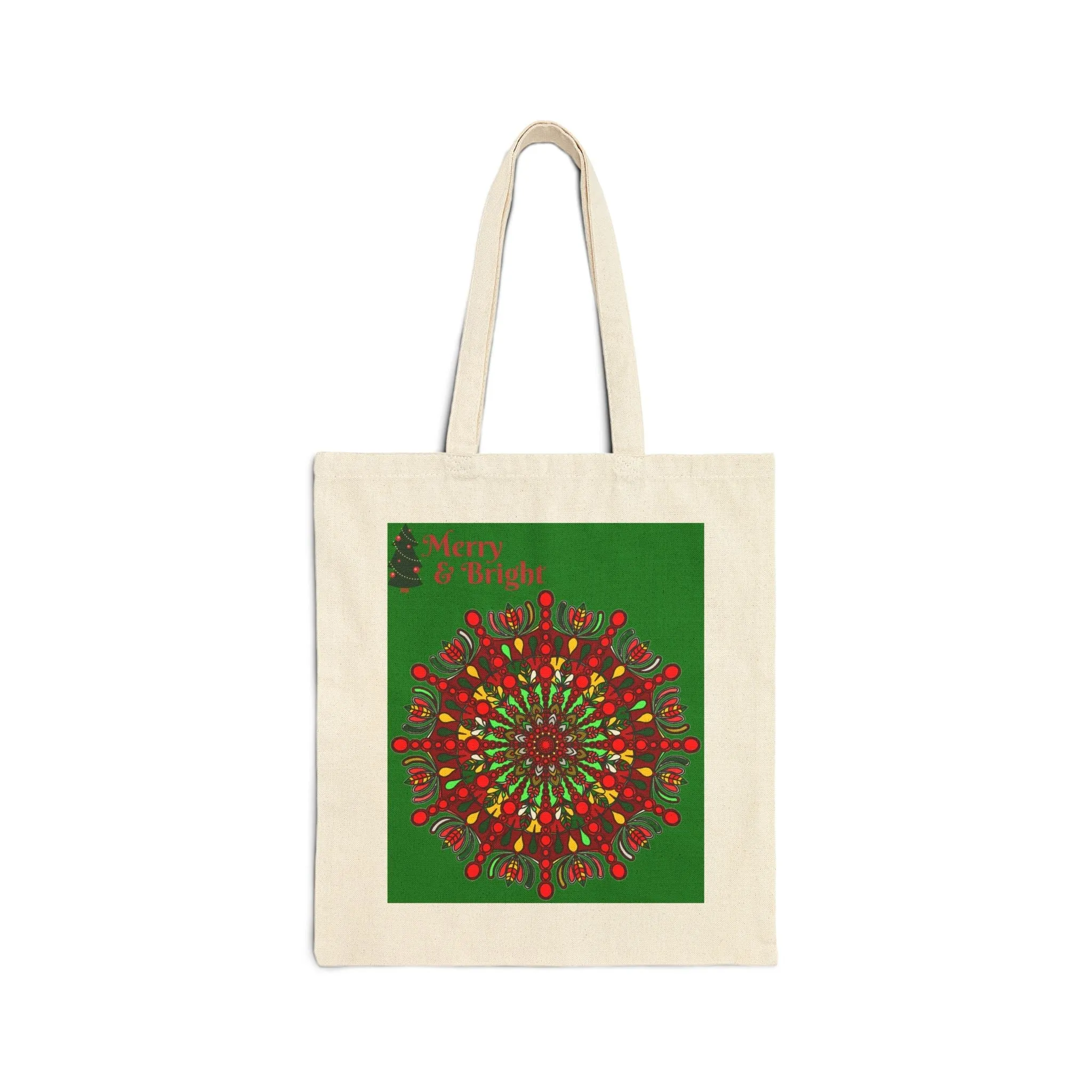 Handmade Mandala Design Christmas Tote Bag - Spread Joy & Cheer