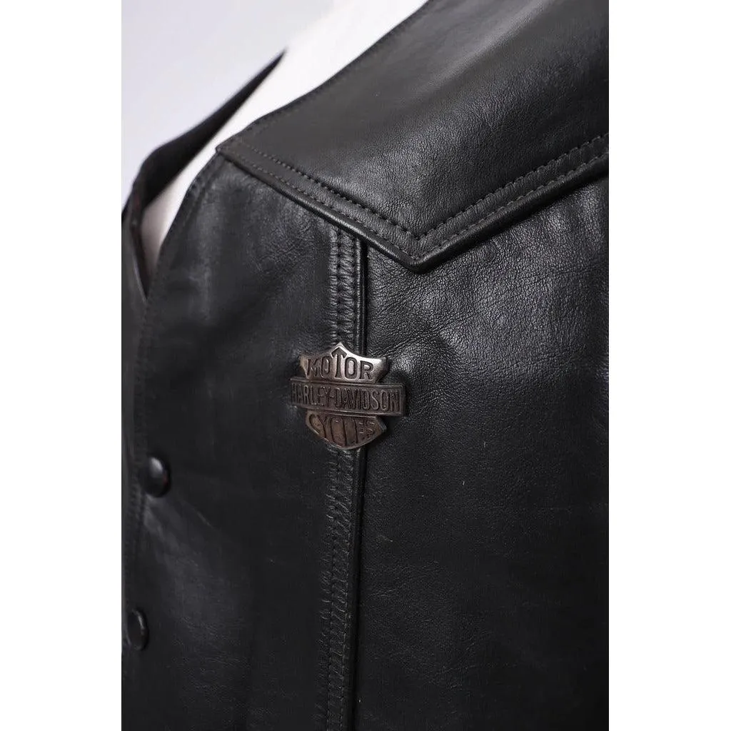 HARLEY DAVIDSON 1970's Unisex Leather Biker Vest |  Large