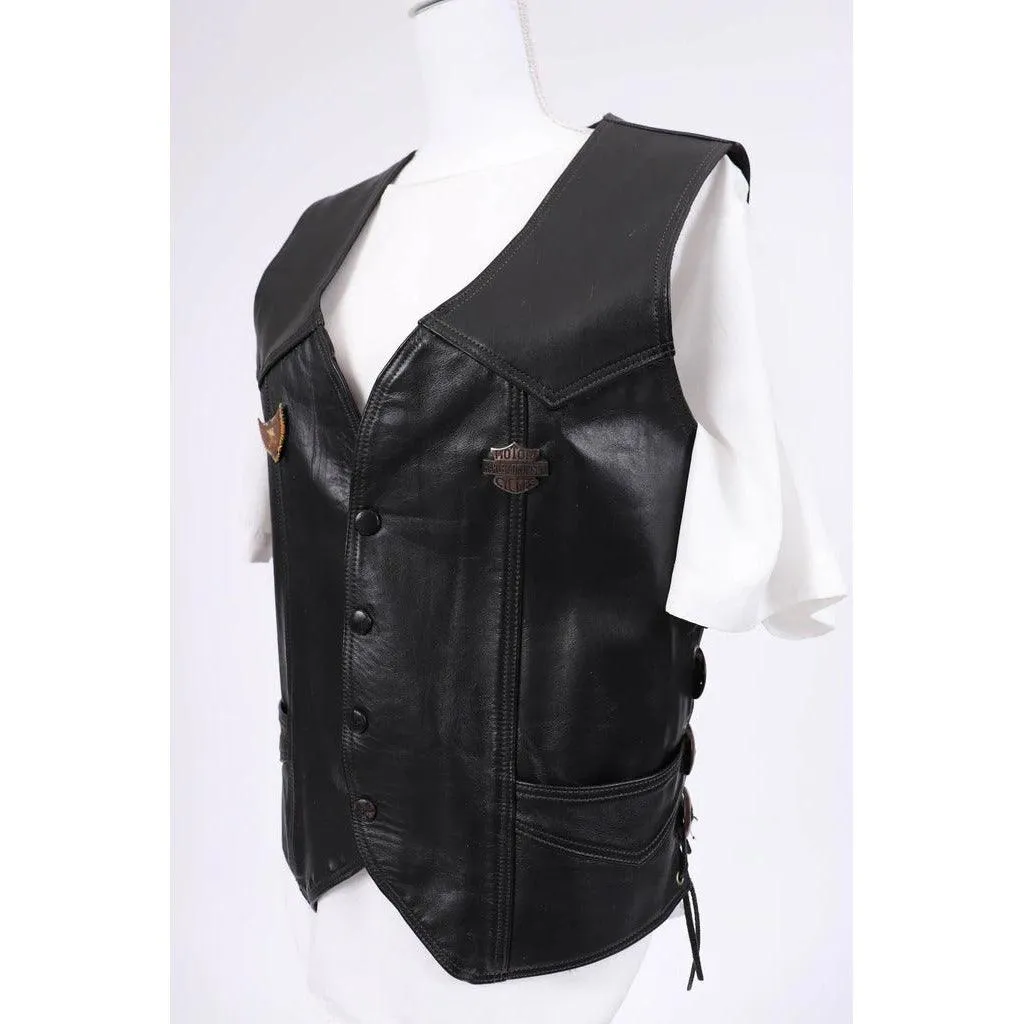 HARLEY DAVIDSON 1970's Unisex Leather Biker Vest |  Large