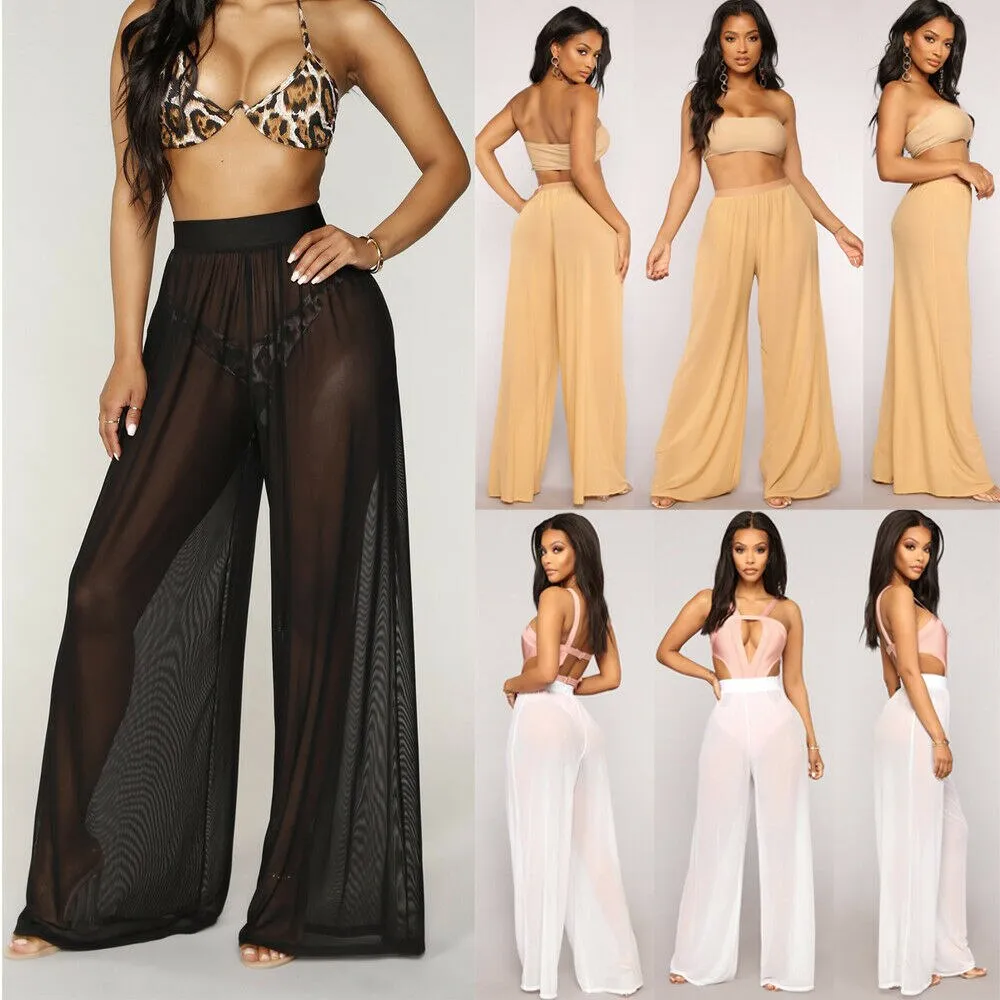 High Waisted Flared Beach Pants