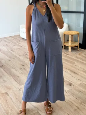 Hunter Ribbed Jumpsuit | Steel Blue