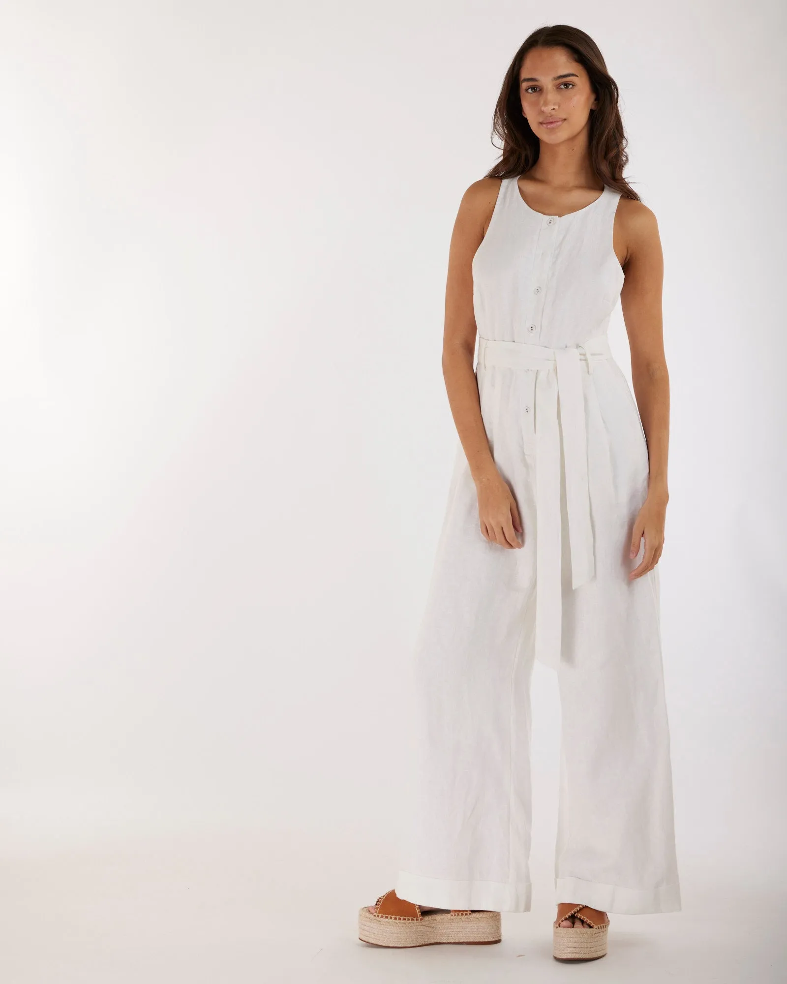 Imari Linen Jumpsuit - White