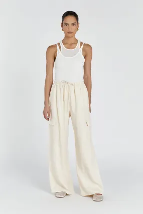 INGRID BUTTERMILK LINEN CARGO PANT