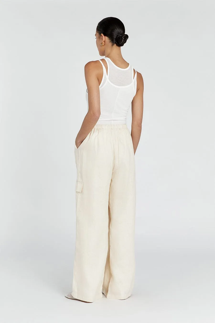 INGRID BUTTERMILK LINEN CARGO PANT