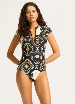 Kasbah Zip Front One Piece - Black