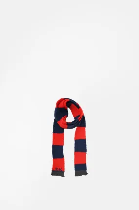 Knitted Hair Bow Red/Navy Stripe