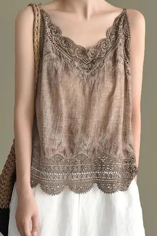 Lace hollow lace camisole with bottoming shirt top