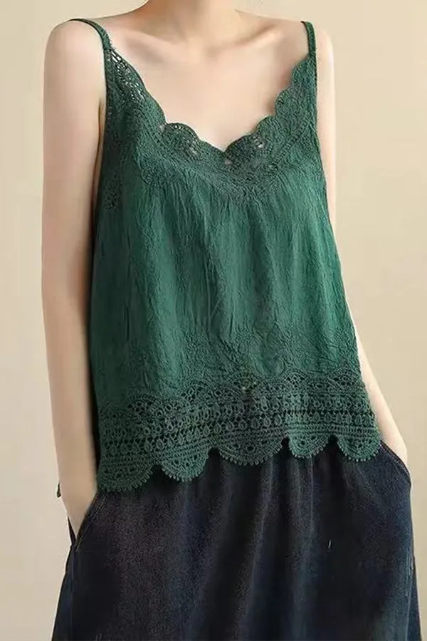 Lace hollow lace camisole with bottoming shirt top