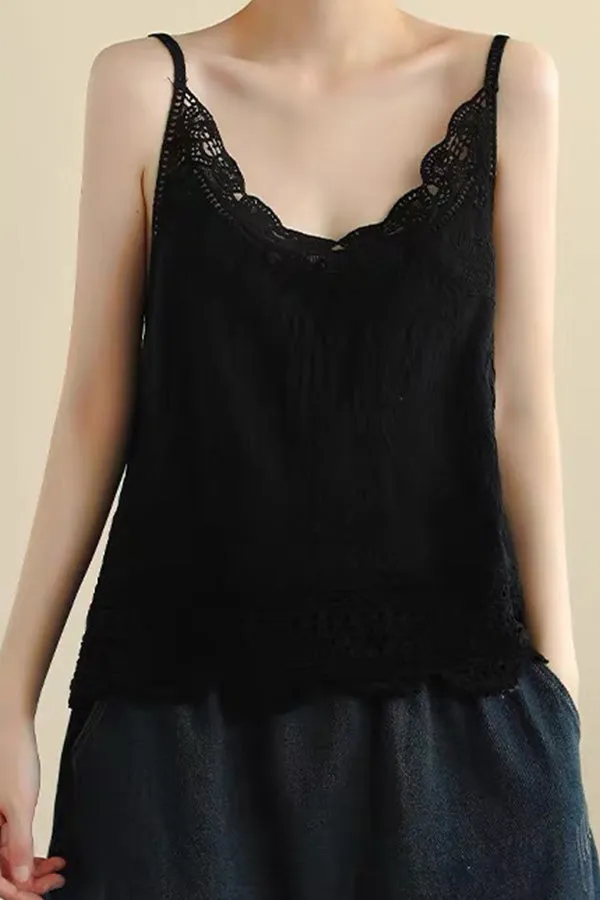 Lace hollow lace camisole with bottoming shirt top