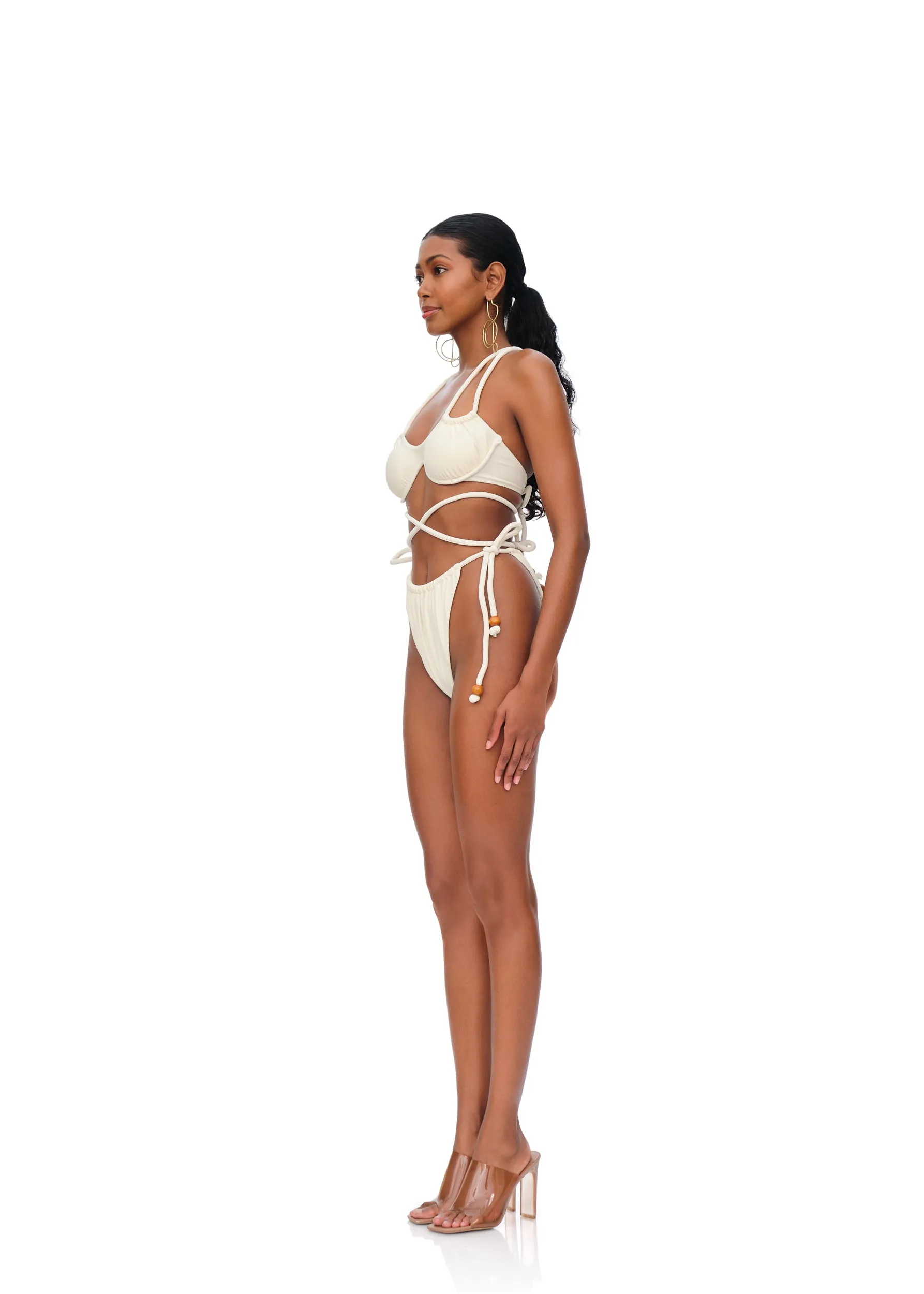 Lani High Waisted String Bikini | Ivory