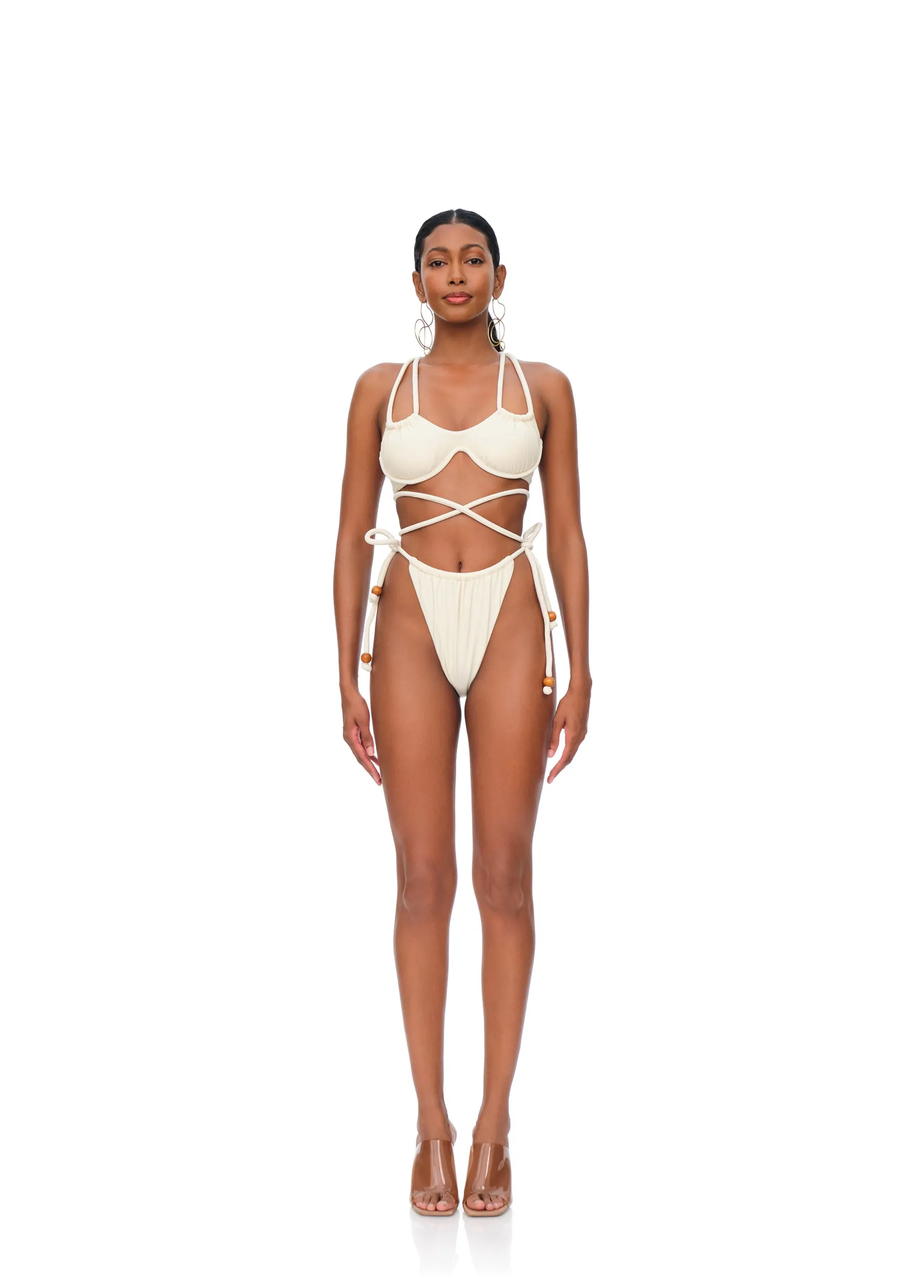 Lani High Waisted String Bikini | Ivory