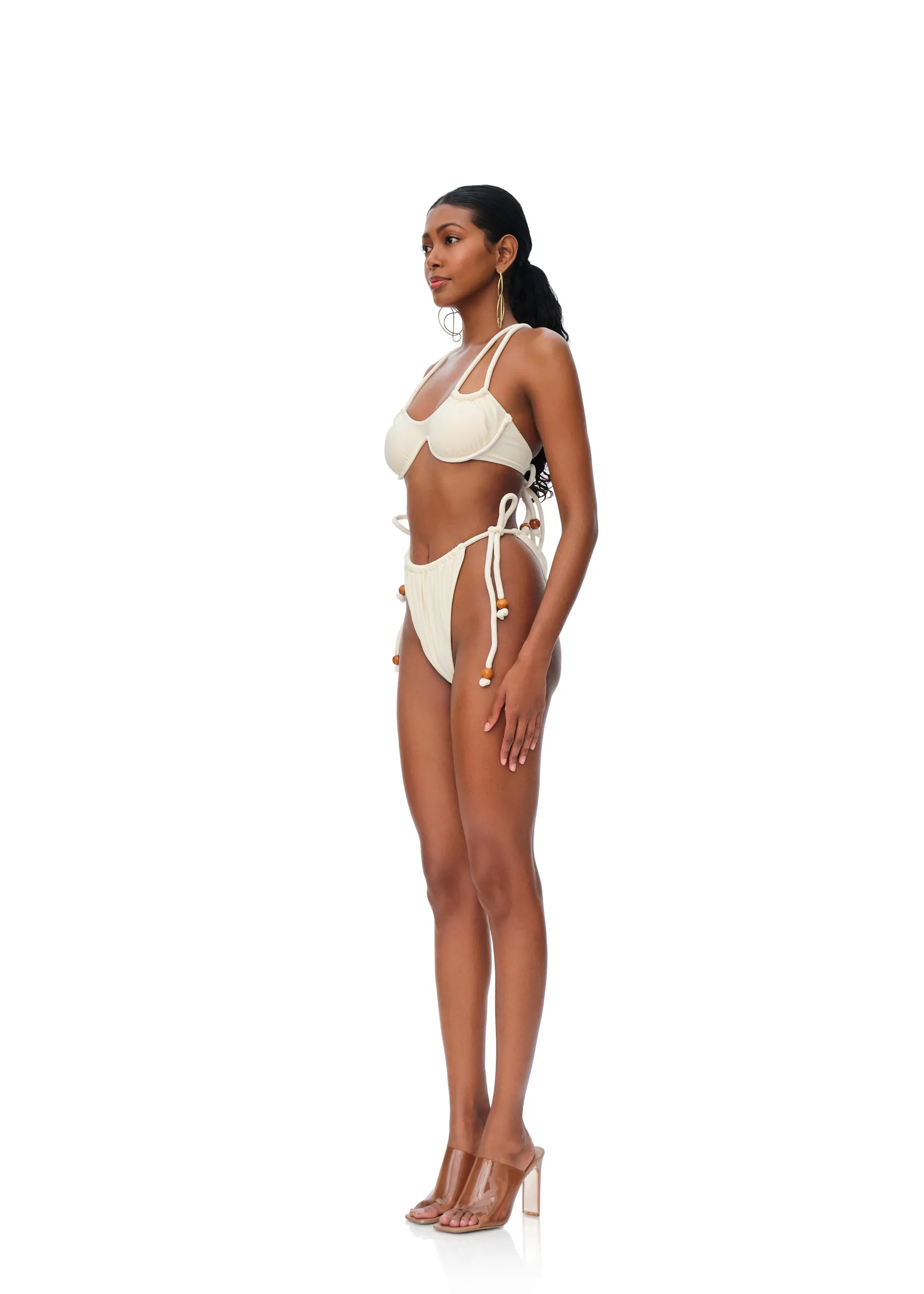 Lani High Waisted String Bikini | Ivory