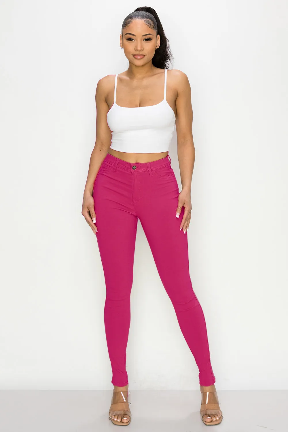 LV-300 FUCHSIA HIGH WAISTED COLORED JEANS